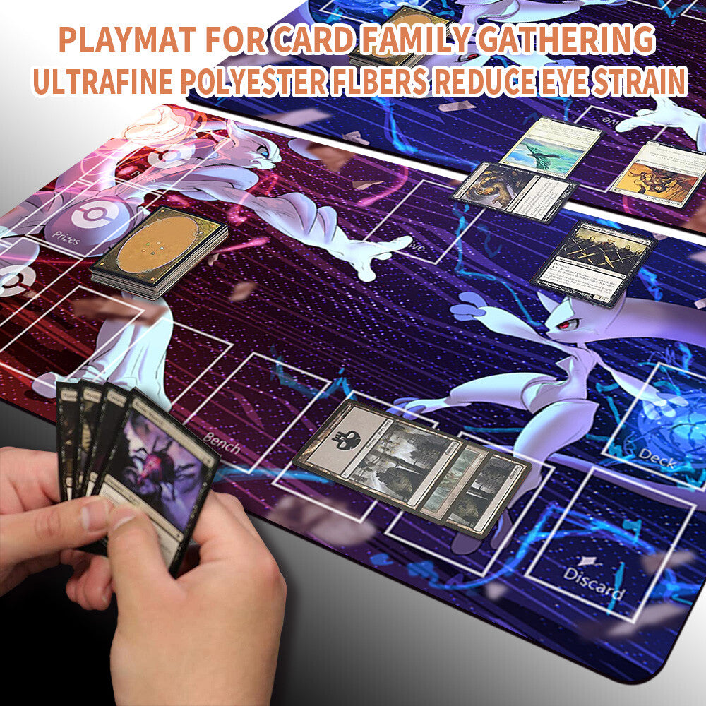 NEW Pokemon Playmat Stitched Edge with Card Zones Rubber Playmat Stitched Edge Compatible Pokemon