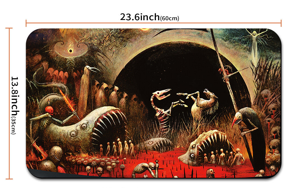 Decorative mat with artistic design and measurements