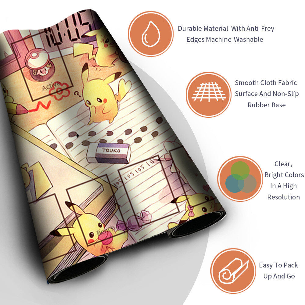 Pokemon Pikachu Playmat Stitched Edge With Zones Games Playmat Stitched Edge of MTG TCG CCG