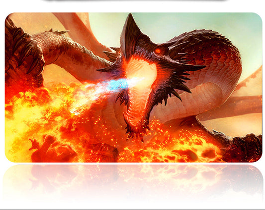 Dragon breathing fire with a product on a white background