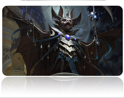 Fantasy character with intricate armor and wings on a dark background