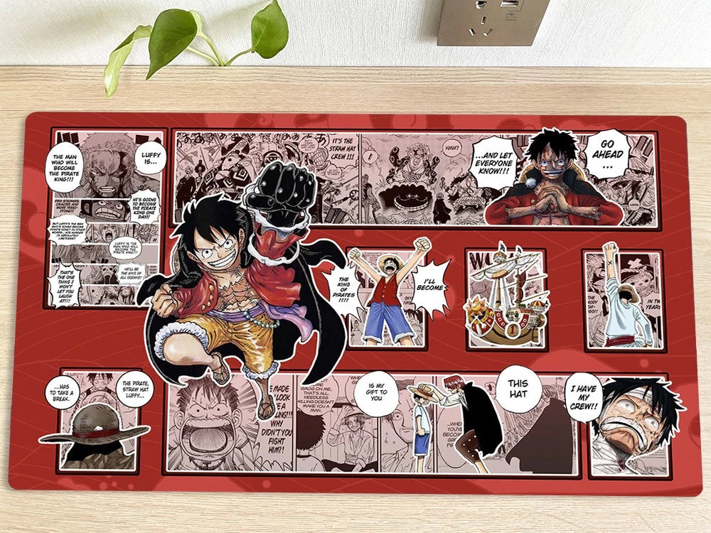 One Piece OPCG TCG CCG Table Mousepad Luffy Playmat Trading Card Game Deskmat Red