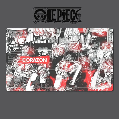 Collage of anime characters with 'One Piece' branding on a dark background