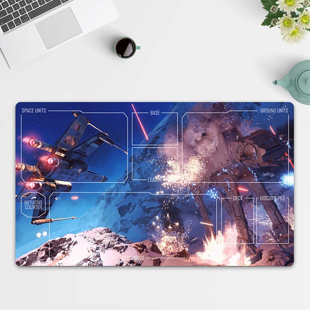 Playmat AT-AT &amp; X-Wing TCG Starwars : Unlimited Trading Card Game Mat Free Bag