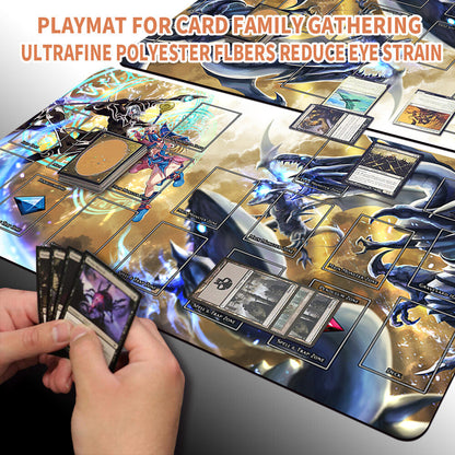 Yugioh Playmat Stitched Edge With Card Zones Yugioh Mouse pad Playmat Stitched Edge of Yugioh TCG
