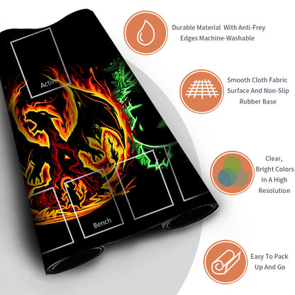 Pokemon Playmat Stitched Edge With Zones  Trading Card Game Playmat Stitched Edge of MTG TCG CCG