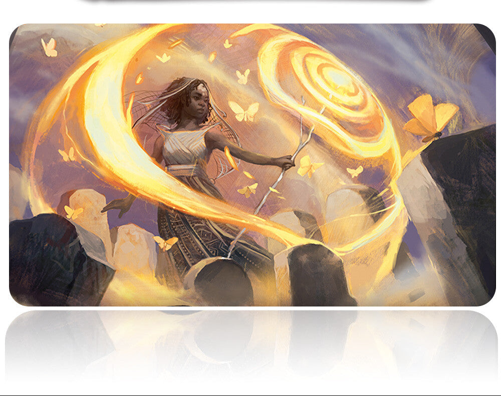 Product packaging with a fantasy design featuring a woman with glowing energy around her, set against a white background.