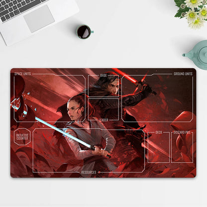 Playmat Rey &amp; Kylo Ren TCG Starwars : Unlimited Trading Card Game Mat Free Bag