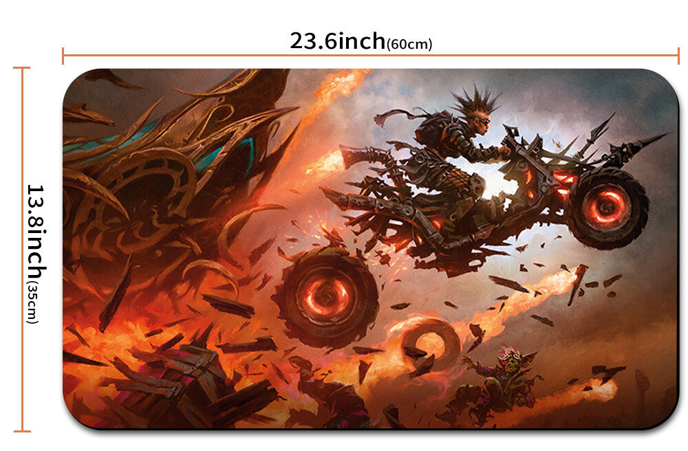 Illustrated mouse pad with fantasy design and measurements