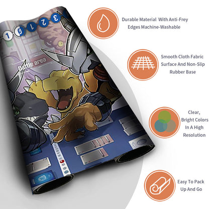 Board Game Digimon Playmat With Card Zones Mousepad Playmat of TCG CCG Stitched Edge
