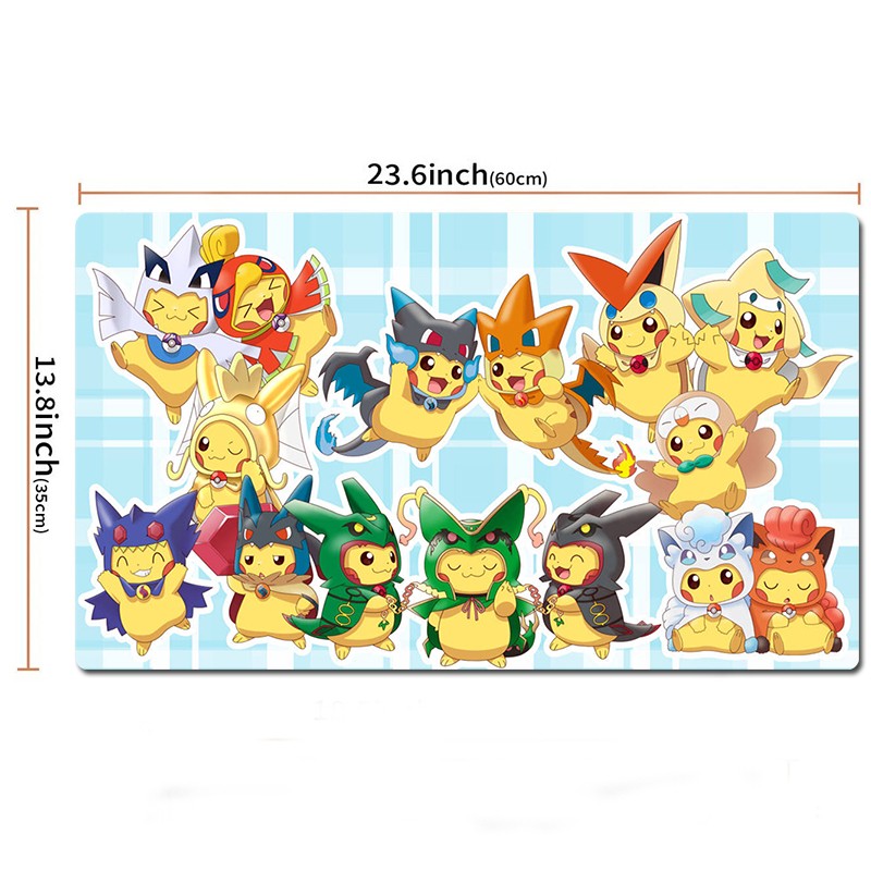 Pikachu Pokemon Table Playmat PTCG TCG CCG Mouse Pad Trading Card Game Mat Bag