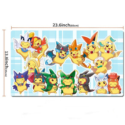 Pikachu Pokemon Table Playmat PTCG TCG CCG Mouse Pad Trading Card Game Mat Bag