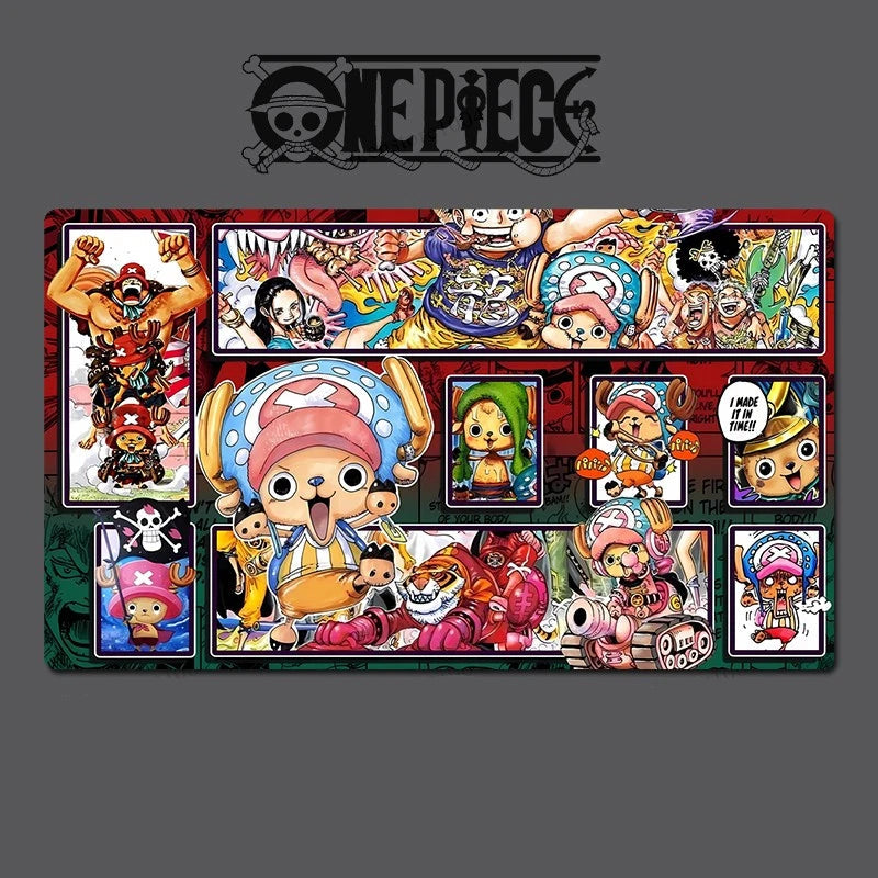 Collage of One Piece characters on a dark background with 'One Piece' logo.
