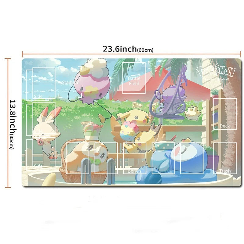 Pikachu Rowlet Piplup Scorbunny Pichu Board Game Pokemon Playmat TCG CCG Deskmat Mousepad