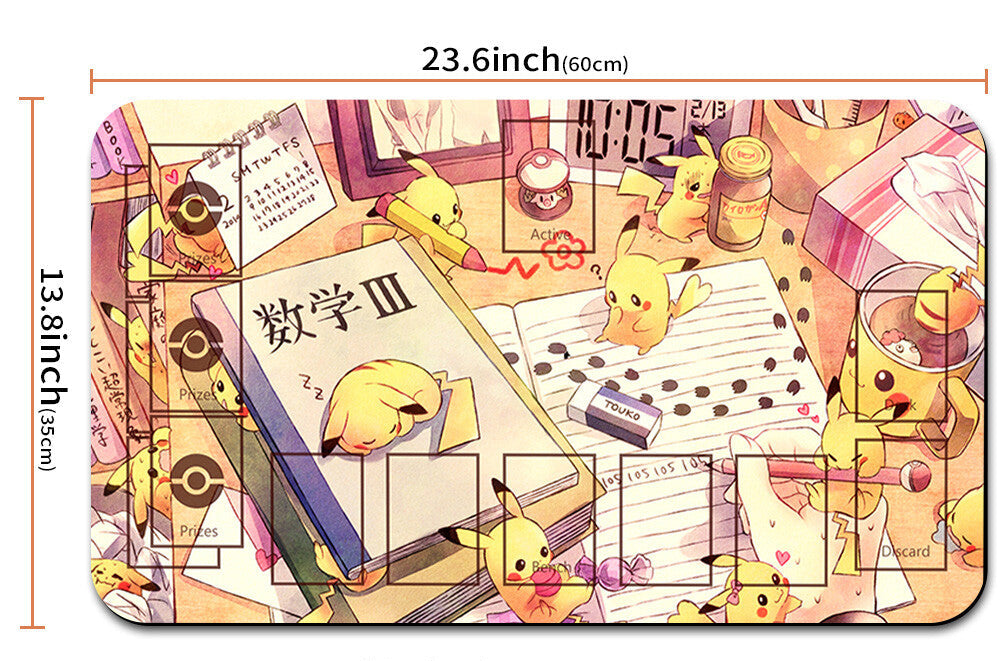 Pikachu-themed product with measurements on a white background