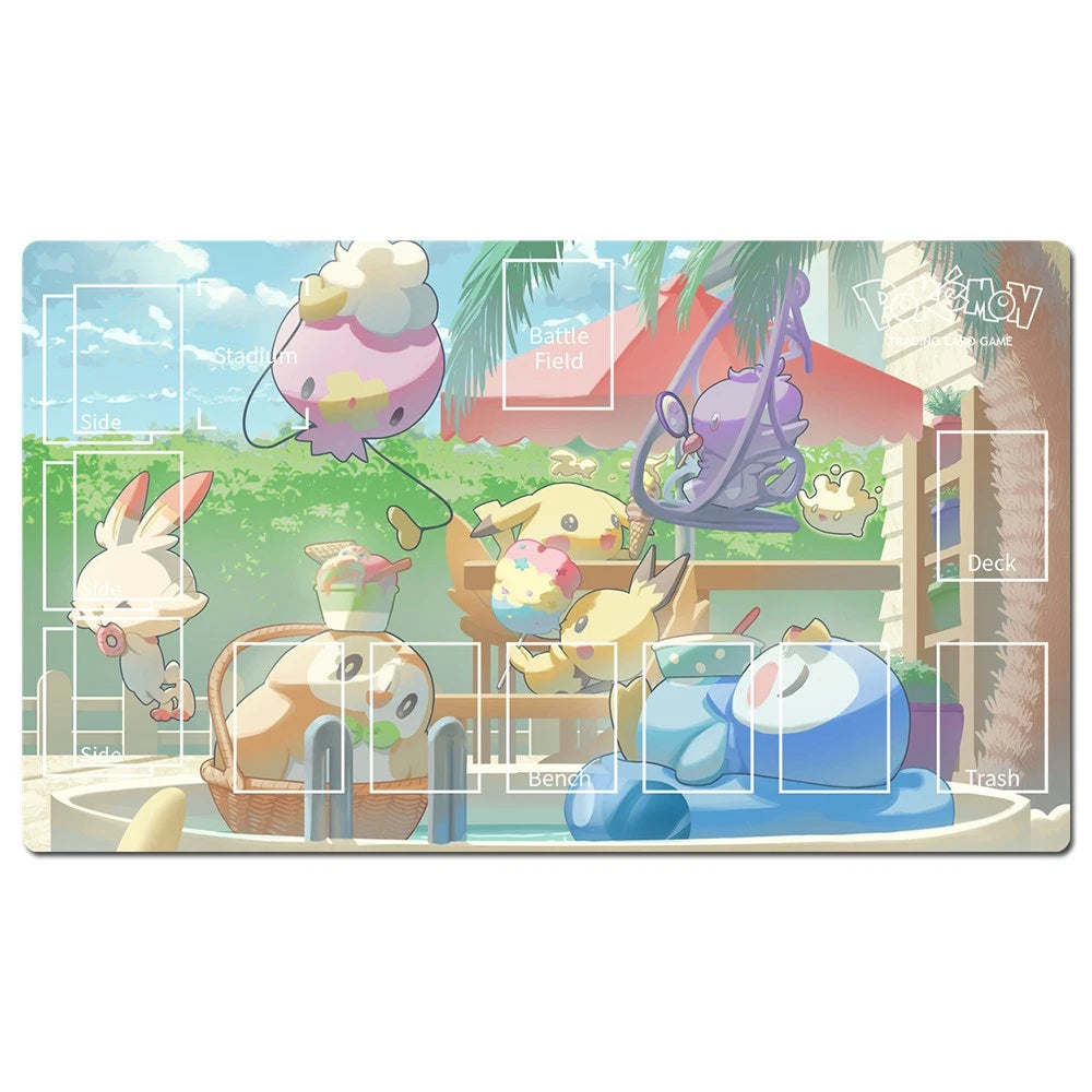 Pikachu Rowlet Piplup Scorbunny Pichu Board Game Pokemon Playmat TCG CCG Deskmat Mousepad
