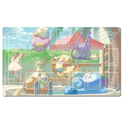 Pikachu Rowlet Piplup Scorbunny Pichu Board Game Pokemon Playmat TCG CCG Deskmat Mousepad