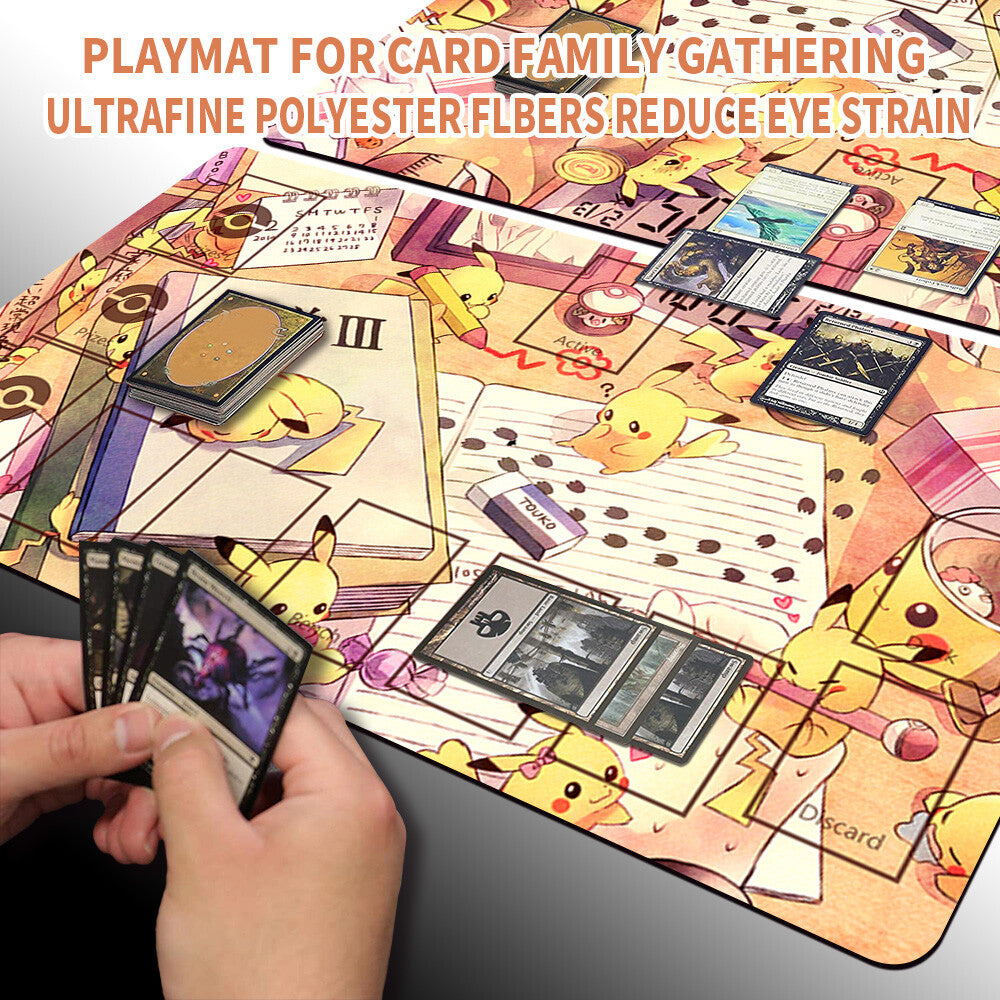 Pokemon Pikachu Playmat Stitched Edge With Zones Games Playmat Stitched Edge of MTG TCG CCG
