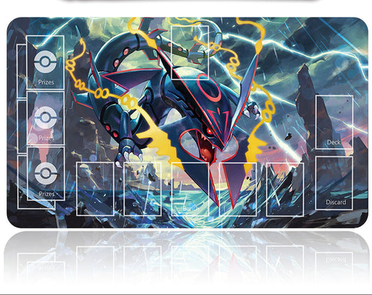 Pokémon trading card game mat with a character design on a white background