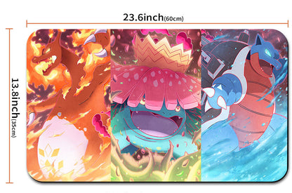 Colorful mouse pad with cartoon characters and measurements on a white background