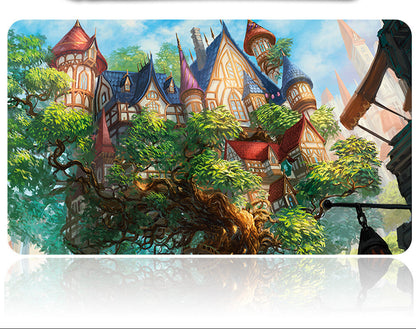 Fantasy-themed product packaging with a fairy tale village design.