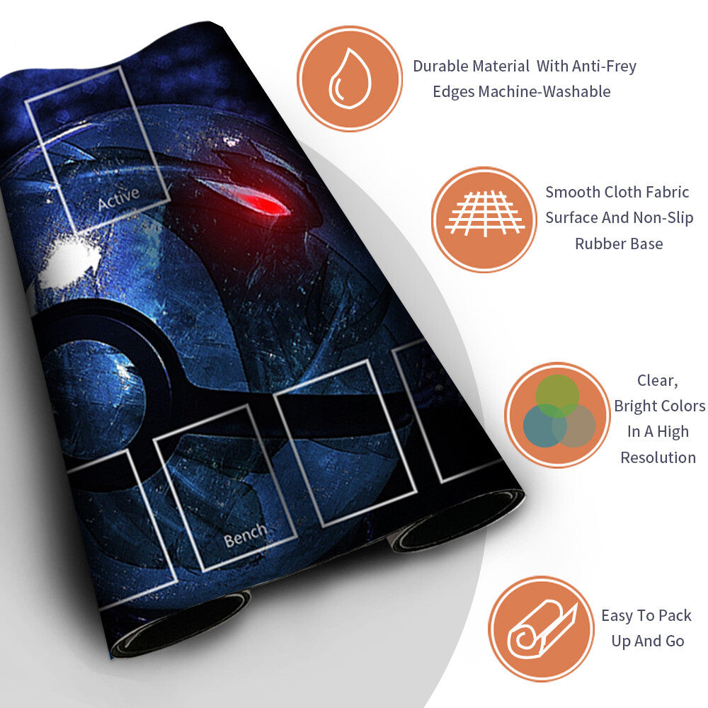 NEW Pokemon Playmat Stitched Edge with Card Zones Rubber Playmat Stitched Edge Compatible Pokemon