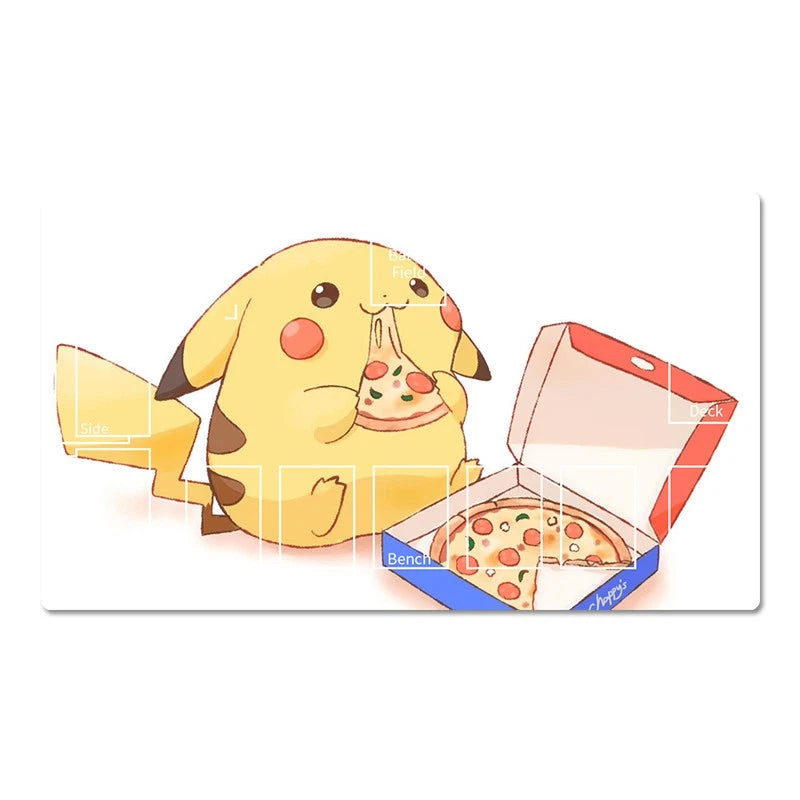 Cartoon character holding a pizza box with a pizza inside on a white background