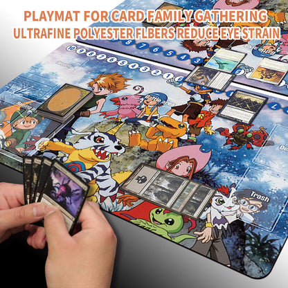 Board Game Digimon Playmat With Card Zones Mousepad Playmat of TCG CCG Stitched Edge