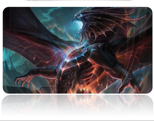 Dragon-themed mouse pad with a pen holder on a white background