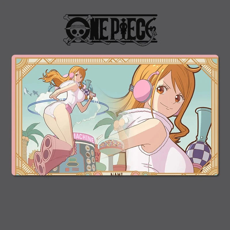 Anime character with a colorful background featuring 'One Piece' logo
