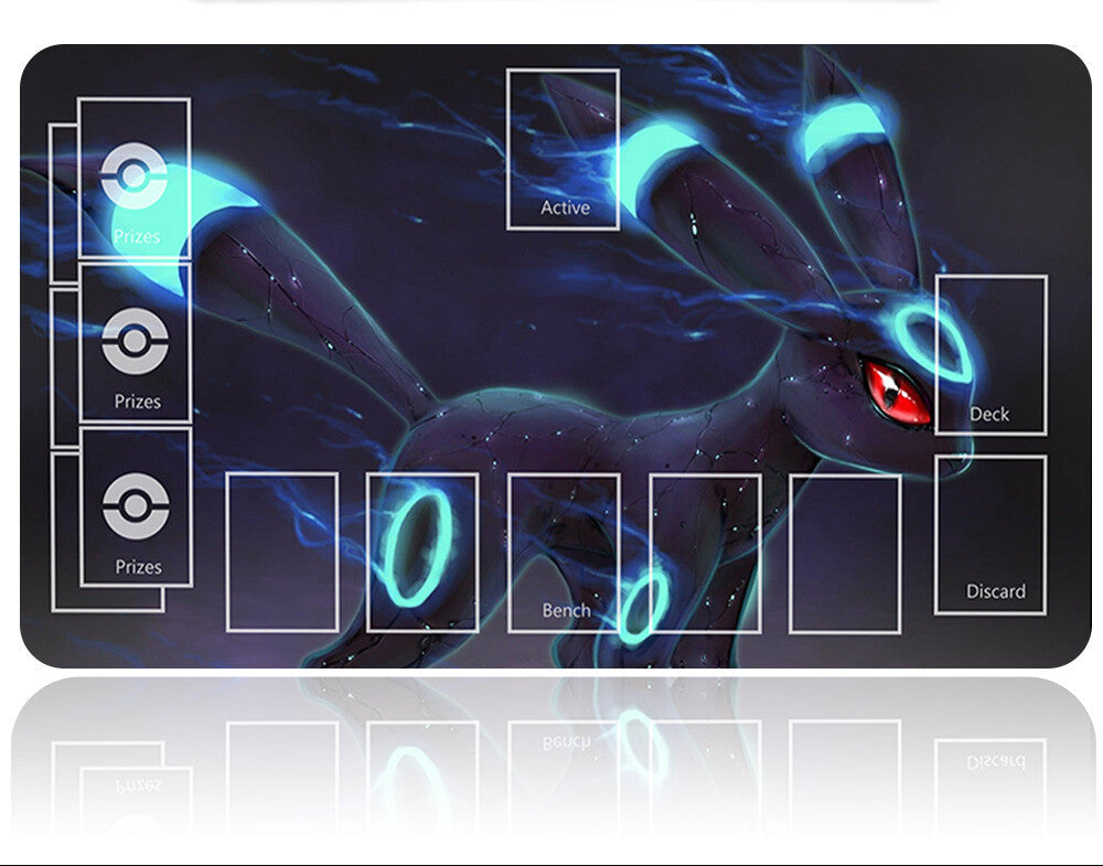 Pokémon trading card game mat with a dragon-like creature design on a white background