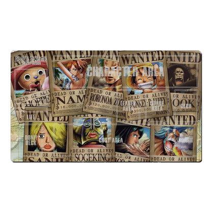 Card game box with character illustrations and 'Wanted' posters on a white background