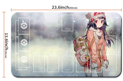 Anime character mouse pad with dimensions and a drawstring