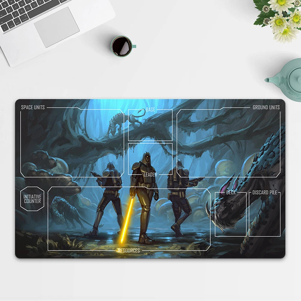 Playmat Mandalorian Jedi TCG Starwars : Unlimited Trading Card Game Mat Free Bag