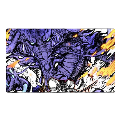 Colorful dragon illustration with flames on a white background