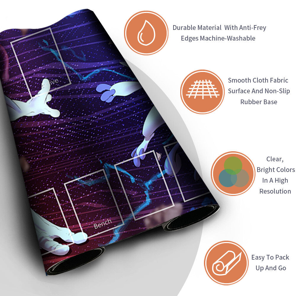 NEW Pokemon Playmat Stitched Edge with Card Zones Rubber Playmat Stitched Edge Compatible Pokemon