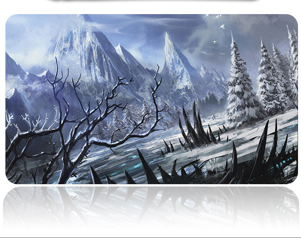 Fork with a winter landscape design on a white background