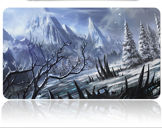 Fork with a winter landscape design on a white background