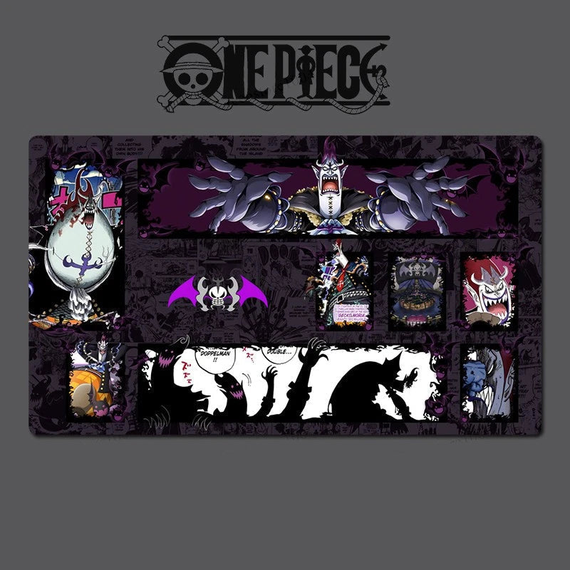 Collage of animated characters from 'One Piece' on a dark background with 'One Piece' logo.