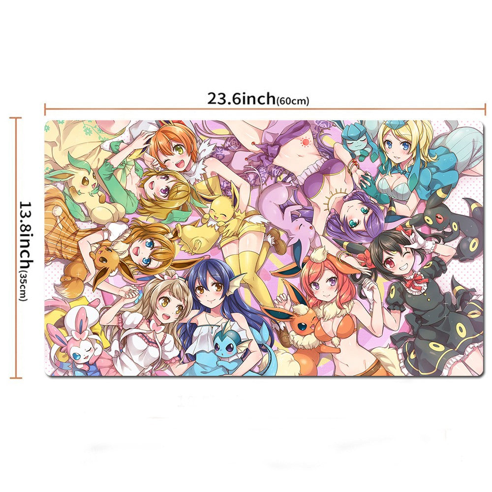 Eevee Pokemon Girls Table Playmat PTCG TCG CCG Play Pad Trading Card Games Mat