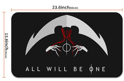 Product with logo and text 'All Will Be One' with dimensions displayed