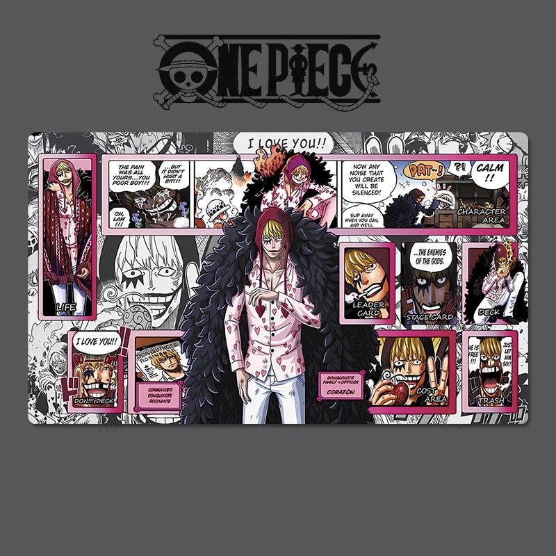 One Piece-themed product with character illustrations and text on a gray background