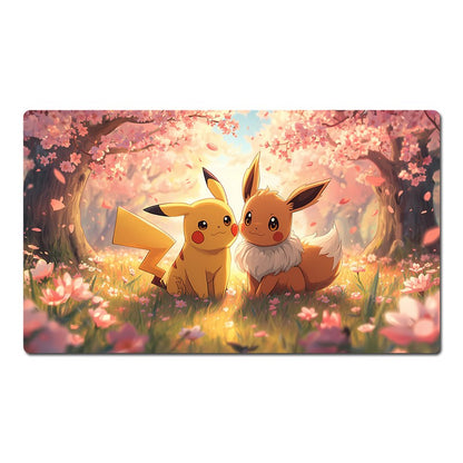 Pikachu and Eevee Pokemon Table Playmat PTCG TCG CCG Pad Trading Card Game Mat