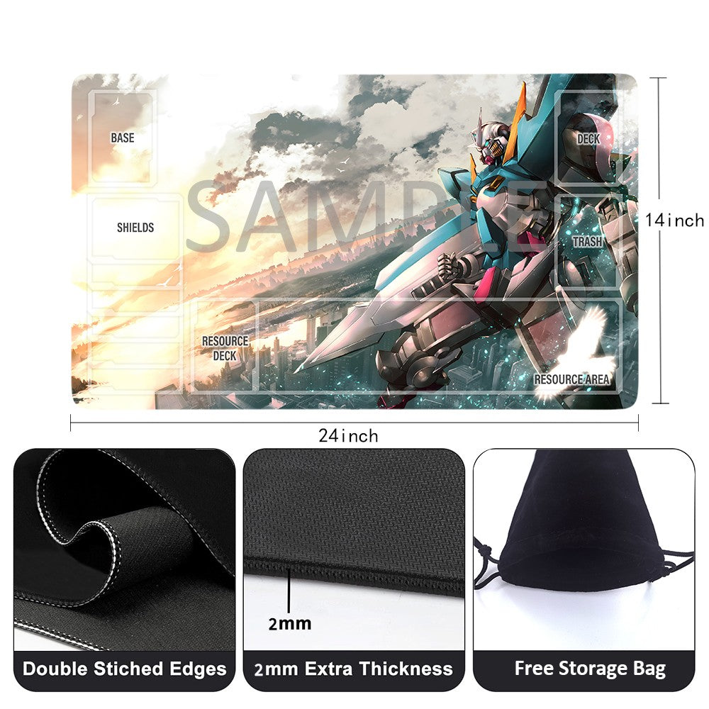 Gundam Playmat Suitable for GCG , includes Storage Bag, 24 x 14 inches (50825)