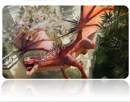 Red dragon illustration on a product packaging with a tool above it