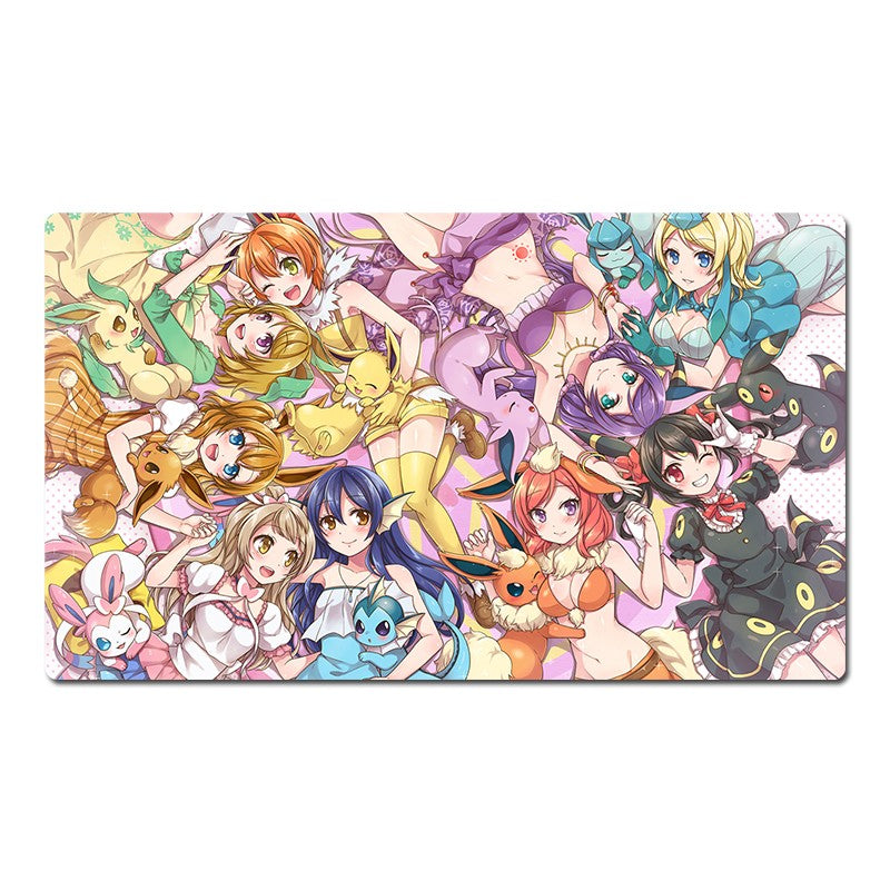 Eevee Pokemon Girls Table Playmat PTCG TCG CCG Play Pad Trading Card Games Mat
