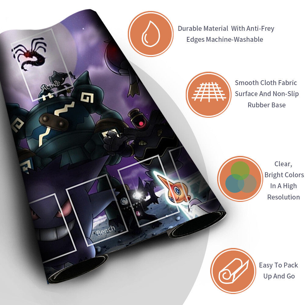 Pokemon Playmat Stitched Edge gengar With Zones Trading Card Game Playmat Stitched Edge of TCG