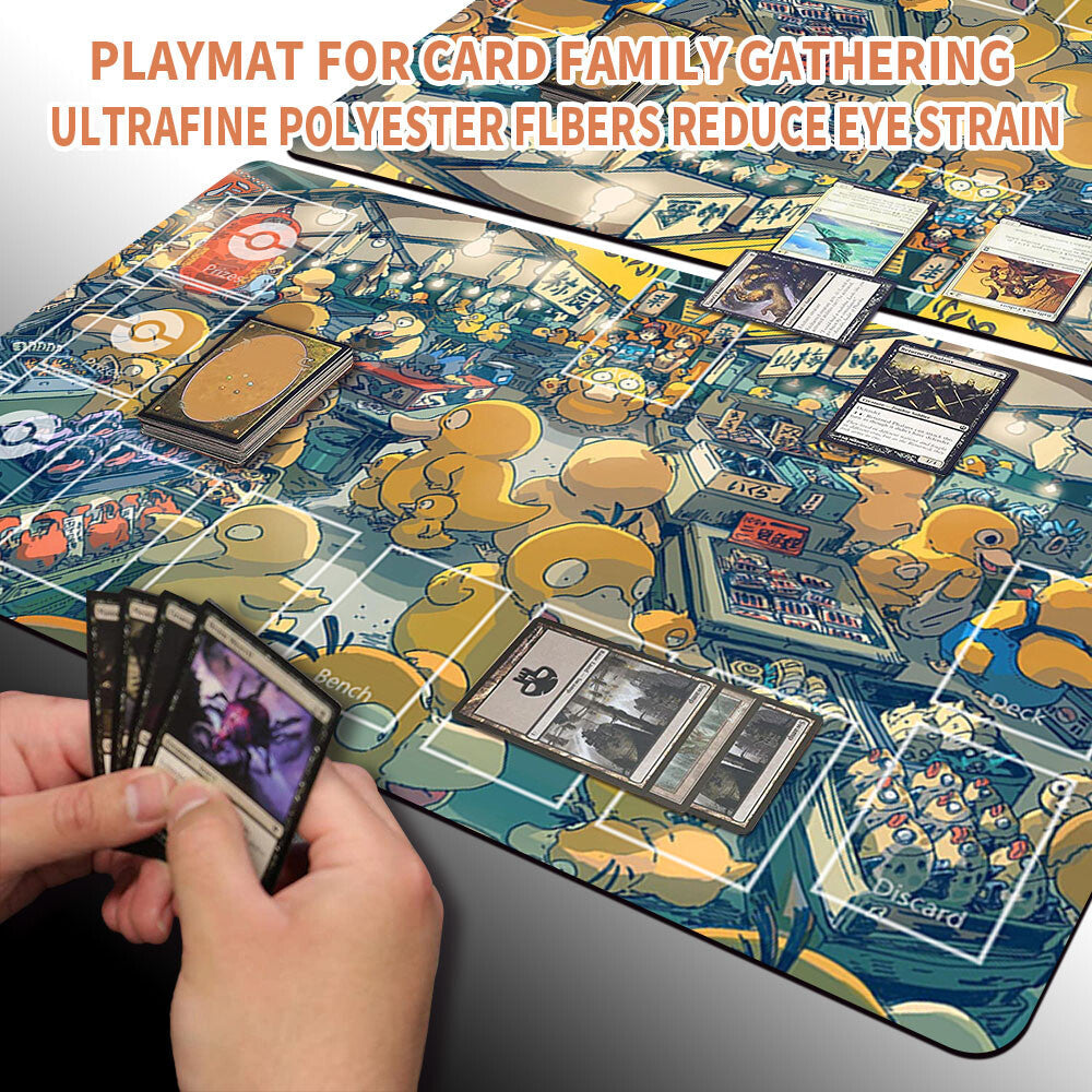 New Pokemon Psyduck Playmat Stitched Edge with | Pokemon Playmat Stitched Edge With Zones | 702973