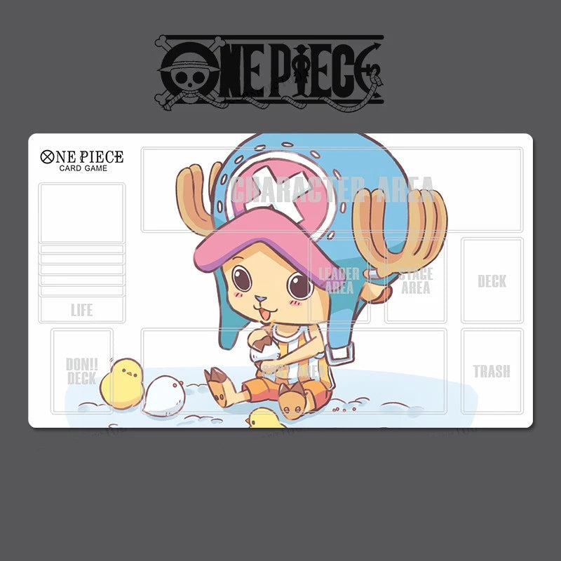 Card game mat featuring a character from 'One Piece' with a gray border.