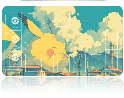 Placemat with Pikachu design and pen holder on a white background
